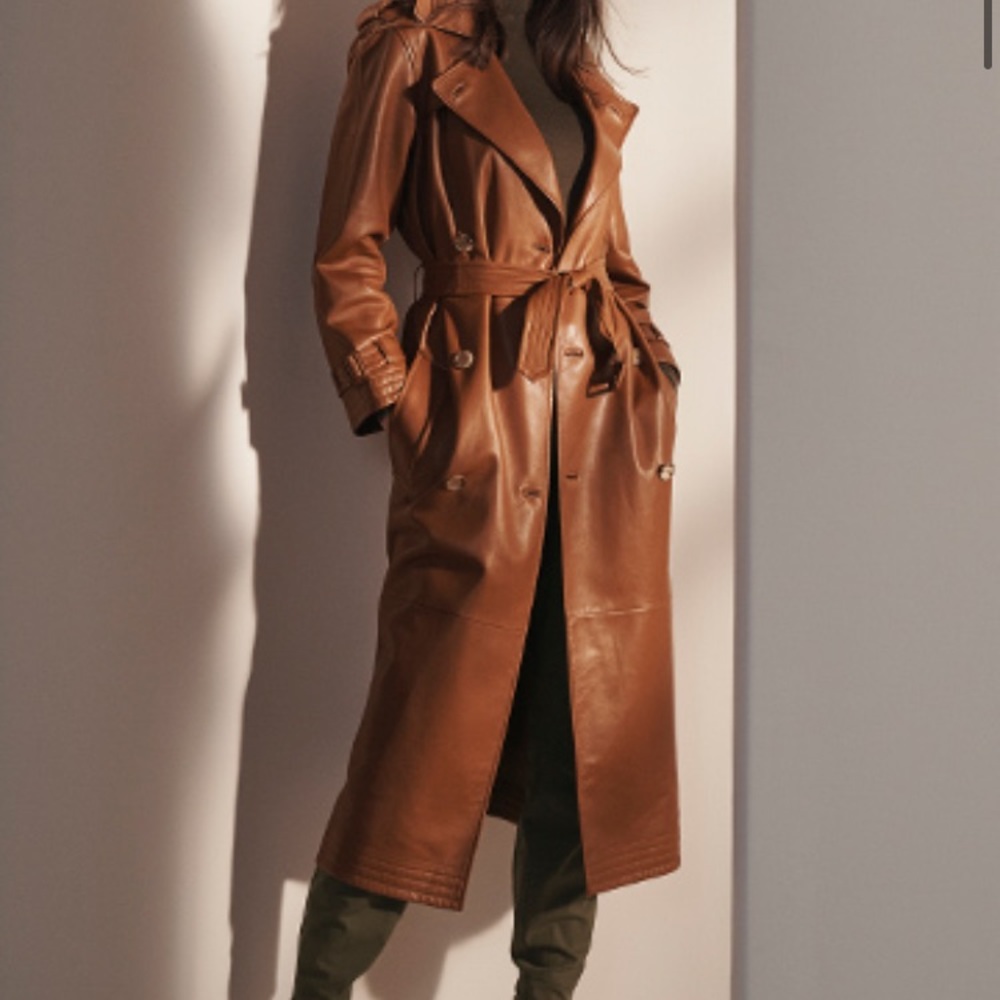 Super cutee! Vintage Real leather brown coat Small